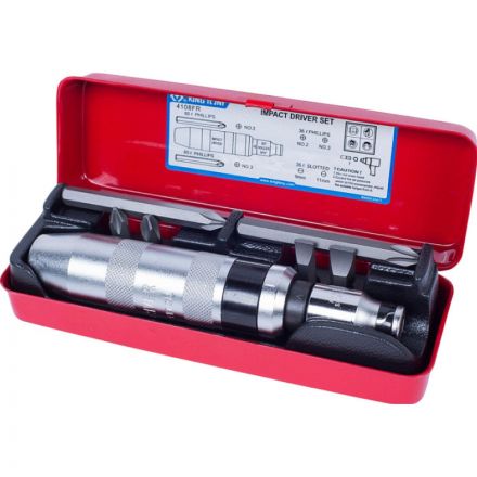 Отвертка ударная с принадлежностями 5/16, 8 предметов, KING TONY