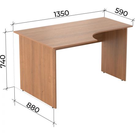 Стол эргономичный Easy LT Оптима левый 1350х880/590х740 орех new 16/16