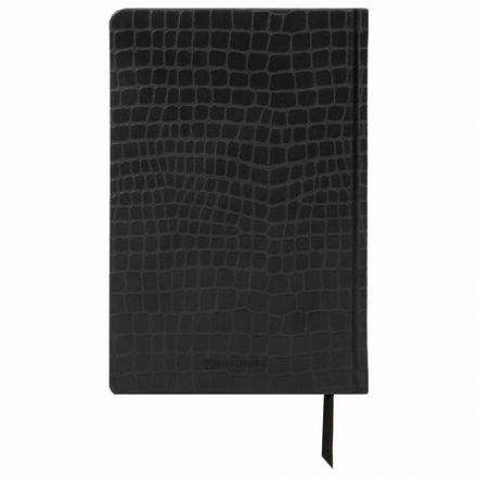 Ежедневник полудатированный А5 (138х213 мм) BRAUBERG "Alligator", под кожу, 192 л., черный, 124985