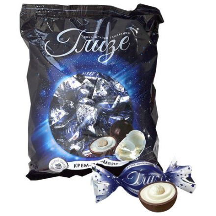 Конфеты ГЛИЗЕ с кремовой начинкой со вкусом "Пломбир" и воздушным рисом, 500 г, пакет Конфеты ГЛИЗЕ с кремовой начинкой со вкусом "Пломбир" и воздушным рисом, 500 г, пакет