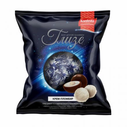 Конфеты ГЛИЗЕ с кремовой начинкой со вкусом "Пломбир" и воздушным рисом, 500 г, пакет Конфеты ГЛИЗЕ с кремовой начинкой со вкусом "Пломбир" и воздушным рисом, 500 г, пакет