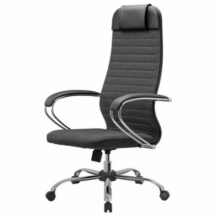 Кресло офисное МЕТТА "К-27" хром, ткань, сиденье и спинка мягкие, серое