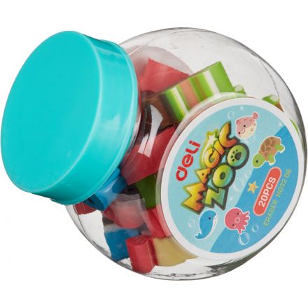 Ластик Deli EH03206 термопластичный каучук, ассорти, 20 шт./упак Ластик Deli EH03206 термопластичный каучук, ассорти, 20 шт./упак