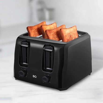 Тостер BQ (БИ-КЬЮ) T4001, 1400 Вт, 4 тоста, 6 режимов, пластик, черный, 86197957