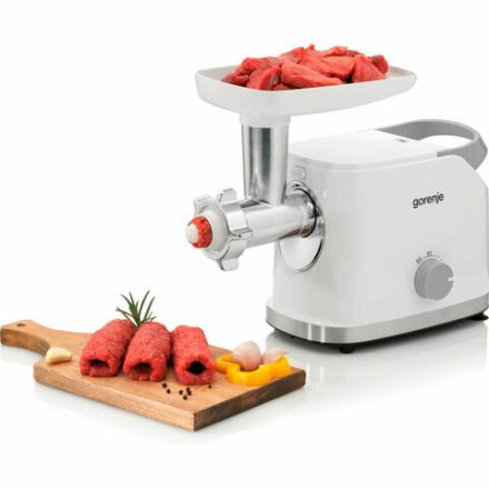 Мясорубка GORENJE MG1802SJW, 1800 Вт, производительность 2,1 кг/мин, 7 насадок, реверс, белый