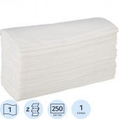 Полотенца бумажные Z 1сл 250л 24х21,6см 100% целлюлоза белые Полотенца бумажные Z 1сл 250л 24х21,6см 100% целлюлоза белые