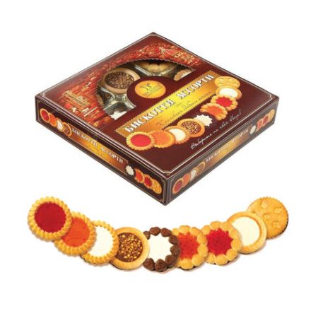 Печенье БИСКОТТИ (Россия), ассорти 9 видов, сдобное, 345 г, картонная коробка Печенье БИСКОТТИ (Россия), ассорти 9 видов, сдобное, 345 г, картонная коробка