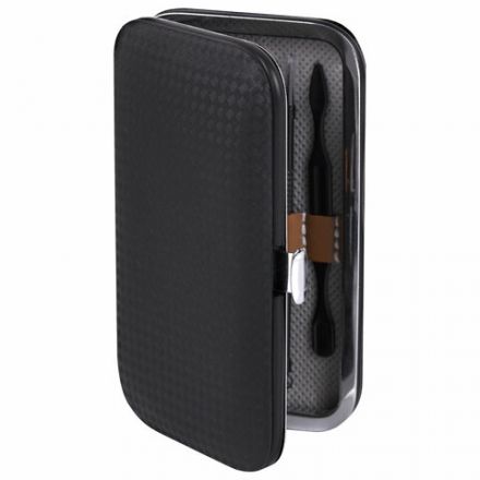 Универсальный набор для маникюра и педикюра 9 в 1 в футляре, MINI, черный карбон, блистер, WBZ (ВБЗ), 609496