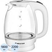 Чайник электрический BRAYER BR1013WH, 2200 Вт, 1,8 л, высокопроч.стекл