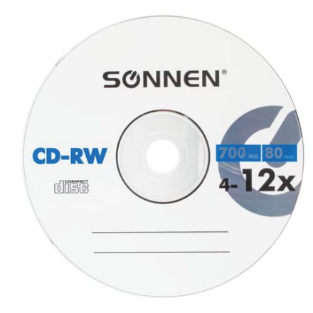 Диск CD-RW SONNEN 700 Mb 4-12x Bulk (термоусадка без шпиля), КОМПЛЕКТ 50 шт., 512578