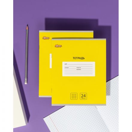 Тетрадь школьная А5, 24 л. клетка, Интенсив Желтый, 10шт/уп арт.1742298
