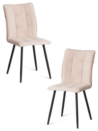 Стул обеденный Bari (2 шт. в упаковке) LT, велюр, бежевый/черный, 7, 41х55х89 см