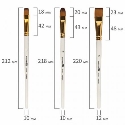 Кисти художественные набор 15 шт. + мастихин в пенале, белые, синтетика, BRAUBERG ART DEBUT, 201044
