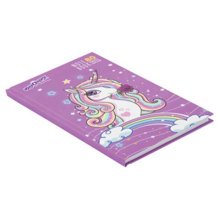 Блокнот А5 134х206 мм, 80 л., твердый, клетка, выборочный лак, ЮНЛАНДИЯ, "Единорог", 111616