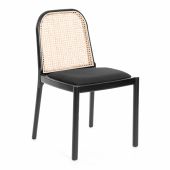 Стул FREYA дерево вяз/ротанг, ткань лён, черный/черный лен, 46х41х79,5 см