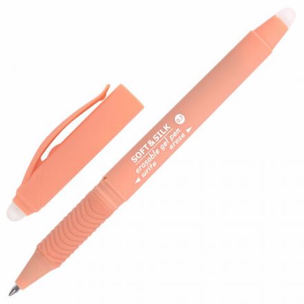 Ручка стираемая гелевая с грипом BRAUBERG "SOFT&SILK PASTEL", СИНЯЯ, корпус ассорти, узел 0,7 мм, 143934