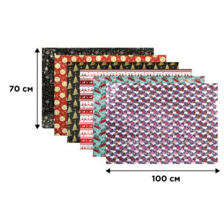 Бумага упаковочная новогодняя С ЭФФЕКТАМИ (1 шт.) "Winter", 70х100 см, ассорти, ЗОЛОТАЯ СКАЗКА, 592189