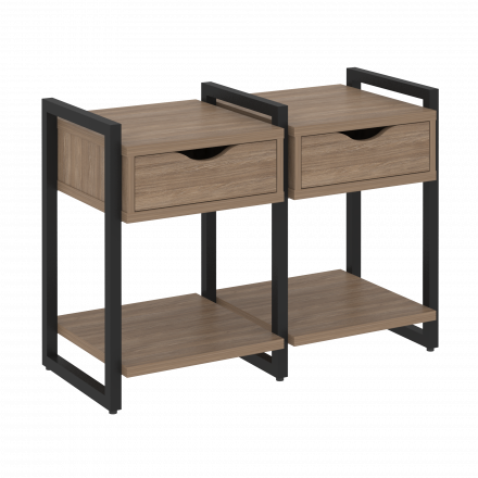 Loft Тумба на регулируемых опорах наборная. Вариант №1 VR.L-TN-1.O Дуб аризона/Чёрный металл 970*460*719