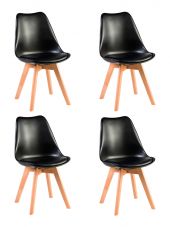 Набор 4 шт Стул обеденный DOBRIN JERRY SOFT, ножки светлый бук, цвет сиденья чёрный (B-03)