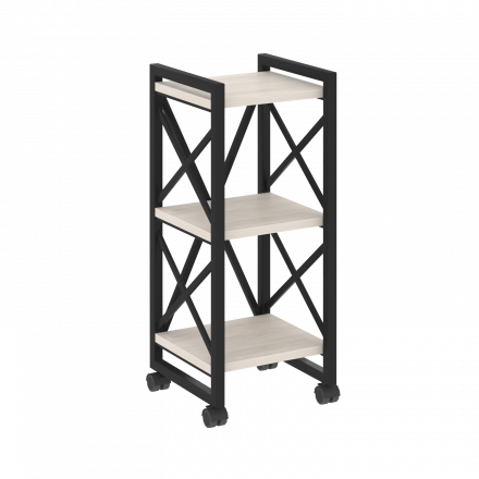 Loft Стеллаж на колесных опорах-3 полки VR.L-MST.K-3.4 Денвер светлый/Чёрный металл 400*400*968