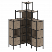 Loft Угловой внутренний стеллаж наборный VR.L-45 Тиквуд тёмный/Чёрный металл 1278*1278*2280