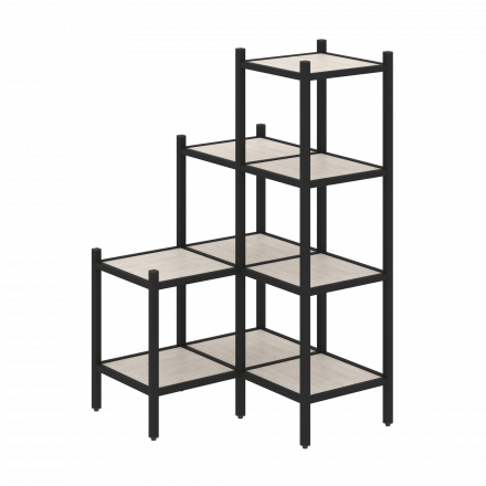 Loft Угловой внутренний стеллаж наборный VR.L-36 Денвер светлый/Чёрный металл 862*862*1458 Loft Угловой внутренний стеллаж наборный VR.L-36 Денвер светлый/Чёрный металл 862*862*1458