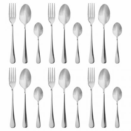 Набор столовых приборов STANDARD 18 шт., 6 персон серебристый нержавеющая сталь, гофрокартон, DASWERK (ДАСВЕРК), 881141, 609074