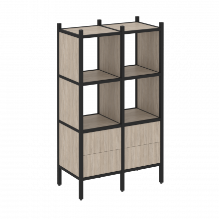 Loft Прямой стеллаж наборный VR.L-03 Дуб аттик/Чёрный металл 862*446*1458