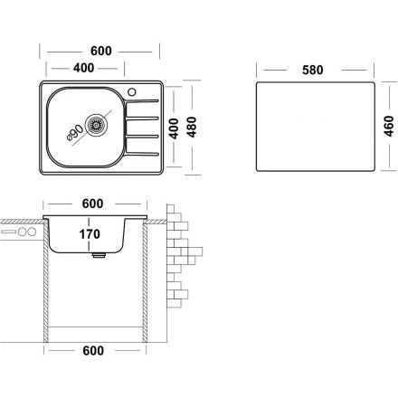 Мойка врезная Юкинокс Гранд GRM600.480-GT6K 2L Мойка врезная Юкинокс Гранд GRM600.480-GT6K 2L