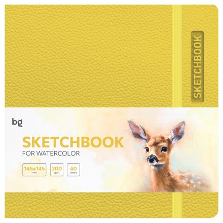 Скетчбук для акварели 40л., 145*145 BG "Bright. Yellow", кожзам, на резинке, 200г/м2 Скетчбук для акварели 40л., 145*145 BG "Bright. Yellow", кожзам, на резинке, 200г/м2