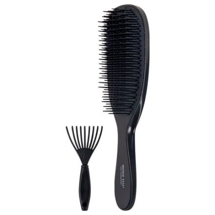 Расческа для волос массажная 22,5х6,5 см, чёрная + щетка для чистки В ПОДАРОК, MONTE VITA (МОНТЕ ВИТА), 457429