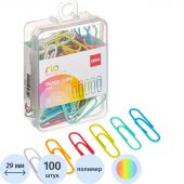 Скрепки Deli E0024 пластиковая оболочка 28-29мм ассорти (упак.:100шт)