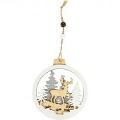 Игрушка НГ Деревянная подвеска Зимняя опушка, 10 см, НУ-3895 Игрушка НГ Деревянная подвеска Зимняя опушка, 10 см, НУ-3895