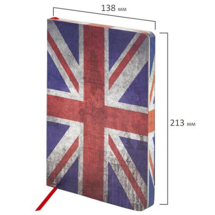 Ежедневник недатированный А5 (138х213 мм), BRAUBERG VISTA, под кожу, гибкий, 136 л., "Great Britain", 112007 Ежедневник недатированный А5 (138х213 мм), BRAUBERG VISTA, под кожу, гибкий, 136 л., "Great Britain", 112007
