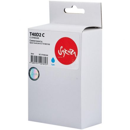 Картридж струйный Sakura C13T40D240 (T40D2 C) гол. для Epson SC-T3100/5100 Картридж струйный Sakura C13T40D240 (T40D2 C) гол. для Epson SC-T3100/5100