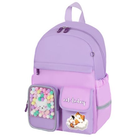 Рюкзак BRAUBERG PASTEL с термонашивками в комплекте, "Not today", сиреневый, 40х29х14 см, 273127