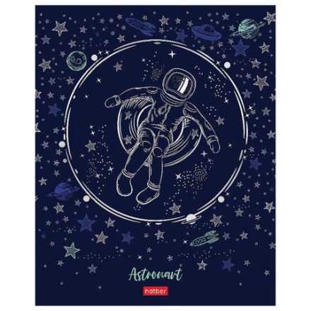 Тетрадь А5 48 л. HATBER скоба, клетка, матовая ламинация, 3D, "Астронавт" (5 видов в спайке), 48Т5лофВ1