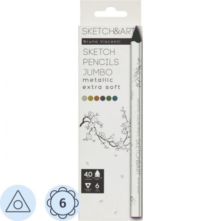 Набор карандашей СКЕТЧ-КАРАН.SKETCH&ART,УТОЛЩ,4 ММ,МЕТАЛЛИК,6 ЦВ,30-0118/01