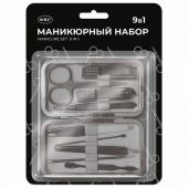 Универсальный набор для маникюра и педикюра 9 в 1 в футляре, MINI, красный, блистер, WBZ (ВБЗ), 609497