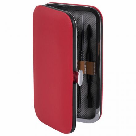 Универсальный набор для маникюра и педикюра 9 в 1 в футляре, MINI, красный, блистер, WBZ (ВБЗ), 609497