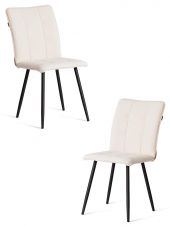 Стул обеденный Bari (2 шт. в упаковке) LT, велюр, молочный/черный, 4, 41х55х89 см