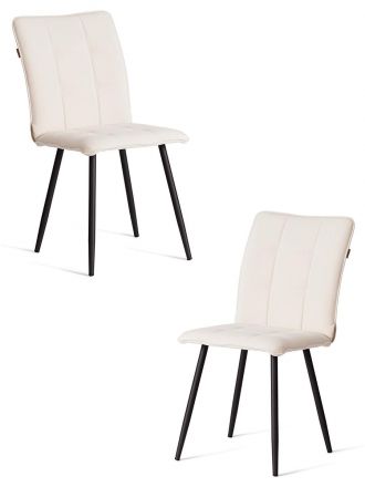Стул обеденный Bari (2 шт. в упаковке) LT, велюр, молочный/черный, 4, 41х55х89 см