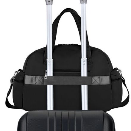 Сумка дорожная HEIKKI HANDY (ХЕЙКИ), карман на молнии, багажная лента, черная, 43х16х30 см, 273873