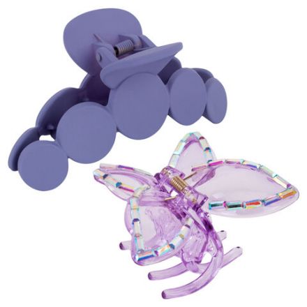 Крабы для волос НАБОР 2 шт., 7 см / 10 см, глянцевый, soft-touch, фиолетовый, MONTE VITA (МОНТЕ ВИТА), 457033