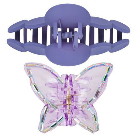 Крабы для волос НАБОР 2 шт., 7 см / 10 см, глянцевый, soft-touch, фиолетовый, MONTE VITA (МОНТЕ ВИТА), 457033