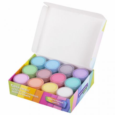 Краски акриловые ПАСТЕЛЬНЫЕ для рисования и творчества 12 цветов по 20 мл, BRAUBERG HOBBY, 192440 Краски акриловые ПАСТЕЛЬНЫЕ для рисования и творчества 12 цветов по 20 мл, BRAUBERG HOBBY, 192440
