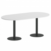 Home Office Стол овальный VR.SP-5-180.1 Белый бриллиант/Антрацит металл 1800*900*753