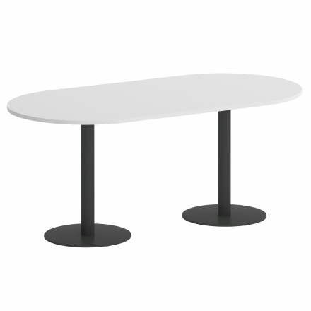 Home Office Стол овальный VR.SP-5-180.1 Белый бриллиант/Антрацит металл 1800*900*753