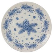 Тарелка сервировочная новогодняя 23 см, "Еловые ветки", каменная керамика, ЗОЛОТАЯ СКАЗКА, 592548