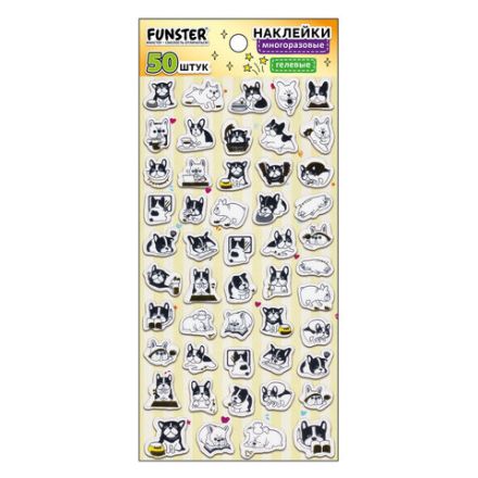 Наклейки декоративные "Забавные зверята", 17,5х9 см, ассорти 4 вида, FUNSTER (ФАНСТЕР), 666097